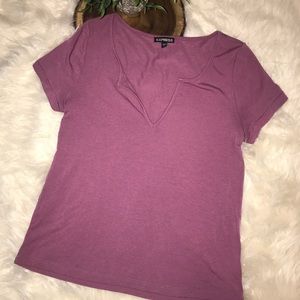 Express Short Sleeve V-Neck Cute Top Modal Blend